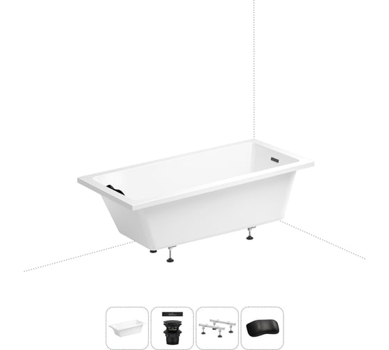 Акриловая ванна Wellsee 165х80 см FreeDom 2.0 в наборе 4 в 1 20212812R