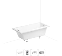 Акриловая ванна Wellsee 165х80 см FreeDom 2.0 в наборе 4 в 1 20212806R
