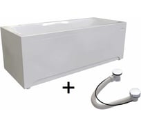 Акриловая ванна Радомир "ПАТРИСИЯ 185x85", рама-подставка, фронтальная панель, слив-перелив автомат с сеточкой (хром, с сифоном) 1-01-2-0-1-333К