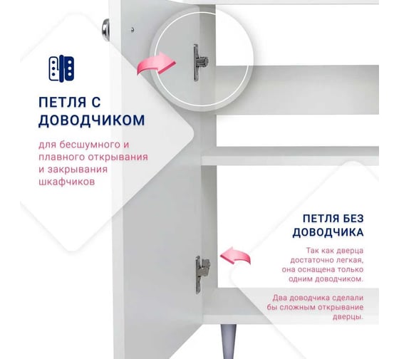 Тумба Doratiz Лайт 50 напольная, белая, с умывальником Браво 50 8911.300