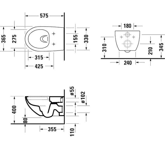 Подвесной унитаз Duravit 45726900A1 Architec Rimless 575x365 с сиденьем 00337882