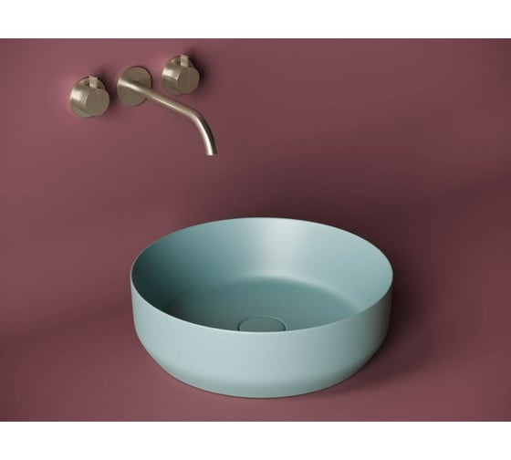 Умывальник чаша Ceramicanova  Element накладная, круглая, цвет голубой матовый, 390х390х120 мм CN6022ML