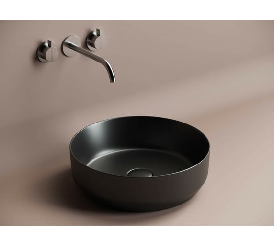 Умывальник чаша Ceramicanova Element накладная, круглая цвет чёрный матовый 390х390х120 мм CN6022MB