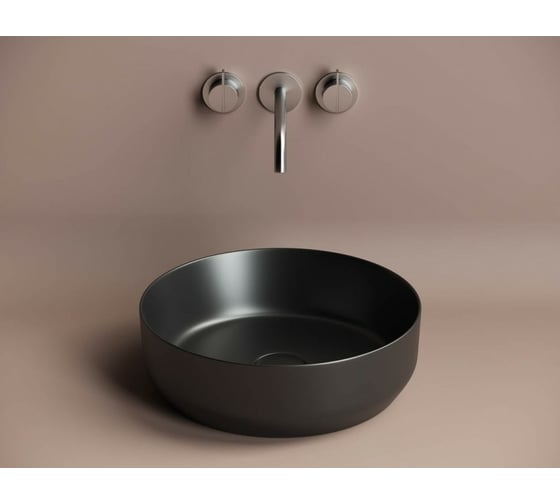 Умывальник чаша Ceramicanova Element накладная, круглая цвет чёрный матовый 390х390х120 мм CN6022MB