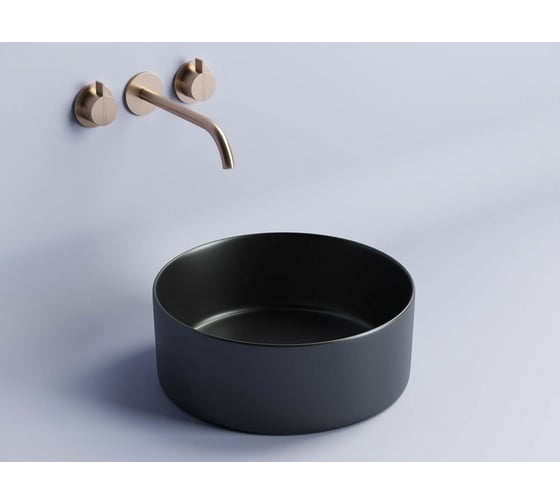 Умывальник чаша Ceramicanova Element накладная, круглая цвет чёрный матовый 358х358х137 мм CN6032MB
