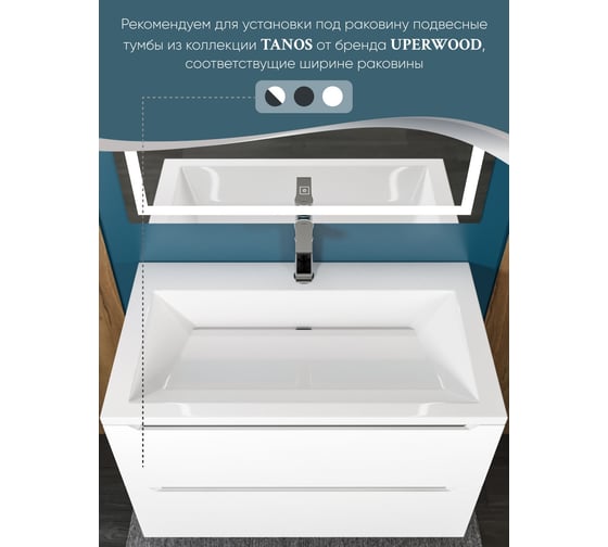 Раковина для ванной uperwood Olivia_80 см, белая глянцевая ROlivia80wg