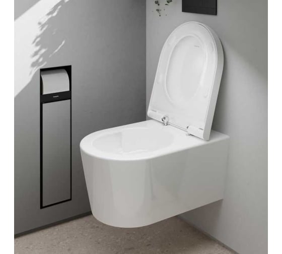 Унитаз подвесной Hansgrohe EluPura Original S 540x360, безободковый, со смывом AquaFall, сиденье с микролифтом, белый HGSET012