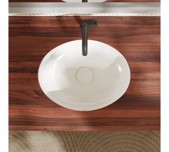 Раковина подстольная Hansgrohe Xuniva D внутренняя чаша 450x350, с переливом, белый 60152450