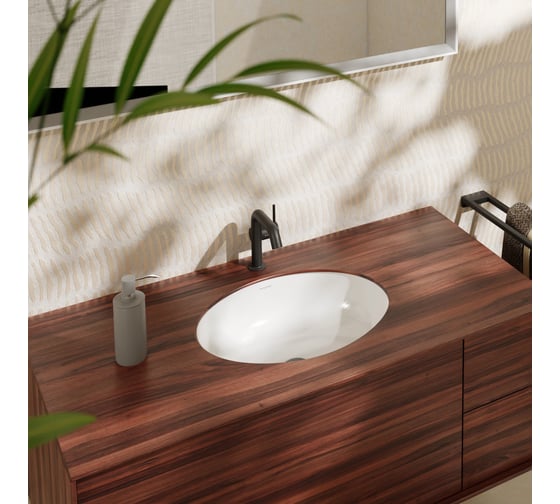 Раковина подстольная Hansgrohe Xuniva D внутренняя чаша 450x350, с переливом, белый 60152450