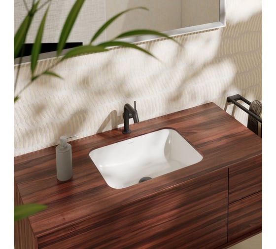Раковина подстольная Hansgrohe Xuniva Q внутренняя чаша 450x350, с переливом, белый 60154450