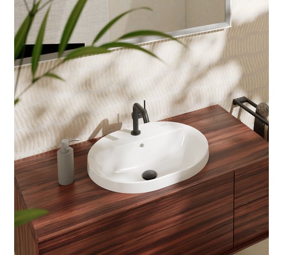 Раковина встраиваемая Hansgrohe Xuniva U 550x450 с отверстием под смеситель и переливом, белый 60161450