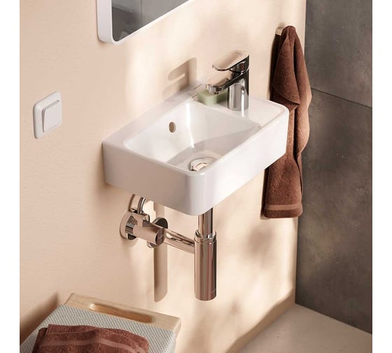 Раковина гостевая Hansgrohe Xanuia Q 360x250, с отверстием под смеситель и переливом, белый 60129450