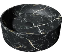 Раковина для ванной круглая накладная Teymi Lina S с полочкой под смеситель, D40, черный мрамор T50194 ЦБ-00270390