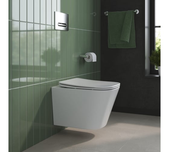 Унитаз подвесной безободковый BelBagno DUE 2.0 с сиденьем дюропласт soft close BB7107CHR/SC