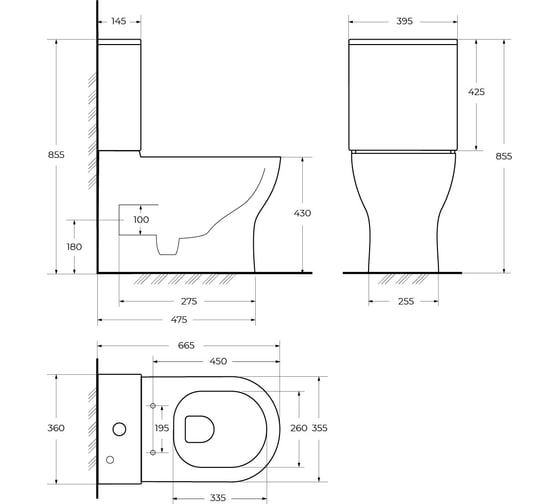 Чаша унитаза безободкового BelBagno SFERA-TOR P-trap, смыв TORNADO BB2141CP-TOR