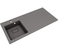 Раковина над стиральной машиной Bauedge BAU Stil 100, кварцевая, в комплекте с кронштейнами, донной крышкой и переливом, левая, цвет серый металлик MRY0039L