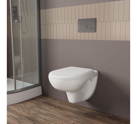 Комплект Bauedge BAU 6 в 1: инсталляция BAU PRO для подвесного унитаза, унитаз подвесной безободковый Bau Novo, быстросъемное сиденье микролифт, квадратная хромированная клавиша Q111300-BN0111-01.02.09