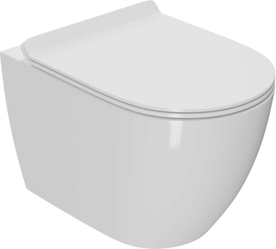 Унитаз подвесной безободковый Bauedge Bau Dream 52x36 Hurricane-5, торнадо обратного потока, сиденье дюропласт микролифт BL0001-HQ5