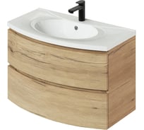 Тумба с раковиной подвесная ИТАНА Arko 90 с радиусными фасадами, 899х504х593 мм, дуб мавелла 4657828217606