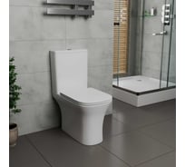 Унитаз компакт Bauedge торнадо напольный безободковый Bau Spectrum round Hurricane-5, усиленное быстросъемное сиденье дюропласт микролифт BL0005-HQ5