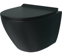 Унитаз подвесной Teymi Lina Pro Vortex безободковый, сиденье микролифт, черный матовый T40114 ЦБ-00270338