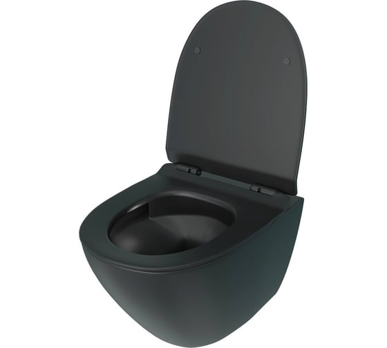 Унитаз подвесной Teymi Lina Pro Vortex безободковый, сиденье микролифт, черный матовый T40114 ЦБ-00270338