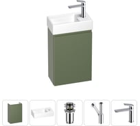 Комплект подвесной тумбы с раковиной для ванной и туалета Wellsee WC Area в наборе 5 в 1 20216865R