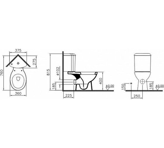 Угловой унитаз Vitra Arkitekt с сиденьем микролифт 9754B003-7201