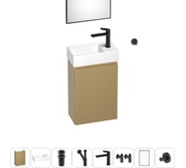 Комплект подвесной тумбы с раковиной для ванной и туалета Wellsee WC Area в наборе 8 в 1 20216928R