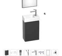 Комплект подвесной тумбы с раковиной для ванной и туалета Wellsee WC Area в наборе 8 в 1 20216922R