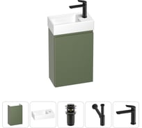 Комплект подвесной тумбы с раковиной для ванной и туалета Wellsee WC Area в наборе 5 в 1 20216870R