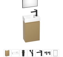 Комплект подвесной тумбы с раковиной для ванной и туалета Wellsee WC Area в наборе 7 в 1 20216908R
