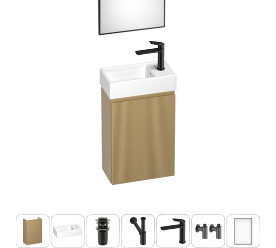 Комплект подвесной тумбы с раковиной для ванной и туалета Wellsee WC Area в наборе 7 в 1 20216908R