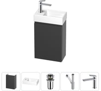 Комплект подвесной тумбы с раковиной для ванной и туалета Wellsee WC Area в наборе 5 в 1 20216872R