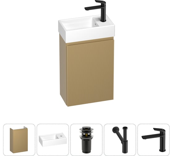 Комплект подвесной тумбы с раковиной для ванной и туалета Wellsee WC Area в наборе 5 в 1 20216868R 1