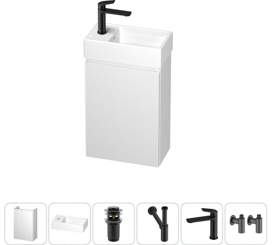 Комплект подвесной тумбы с раковиной для ванной и туалета Wellsee WC Area в наборе 6 в 1 20216896R 1