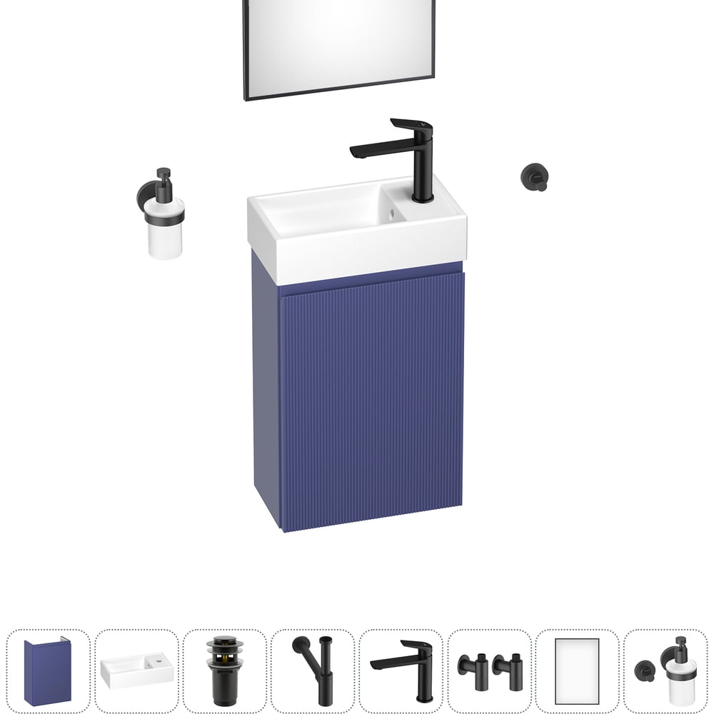 Комплект подвесной тумбы с раковиной для ванной и туалета Wellsee WC ...