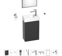 Комплект подвесной тумбы с раковиной для ванной и туалета Wellsee WC Area в наборе 9 в 1 20216942R