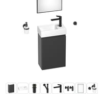 Комплект подвесной тумбы с раковиной для ванной и туалета Wellsee WC Area в наборе 9 в 1 20216947R