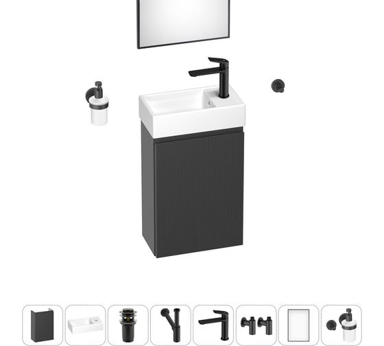 Комплект подвесной тумбы с раковиной для ванной и туалета Wellsee WC Area в наборе 9 в 1 20216947R 1