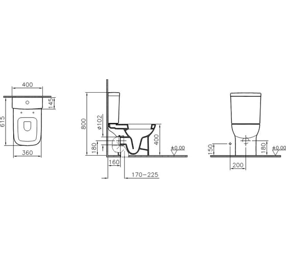 Комплект Vitra: унитаз S20 Open-back с сиденьем микролифт и механизмом смыва Geberit 9819B003-7202