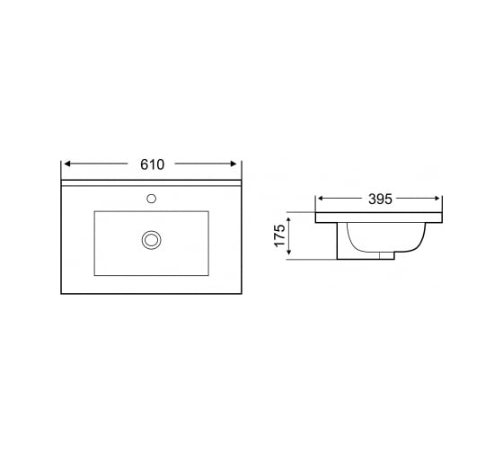 Врезная раковина WeltWasser WW DEILBACH 610х395х175 7517-60 10000005583