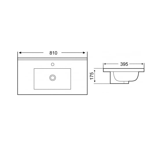 Врезная раковина WeltWasser WW DEILBACH 810х395х175 7517-80 10000005585