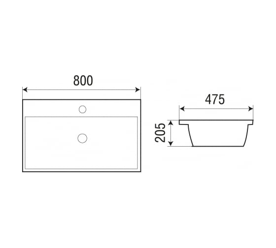 Врезная раковина WeltWasser WW DEILBACH 800х475х205 7608-80 10000004639
