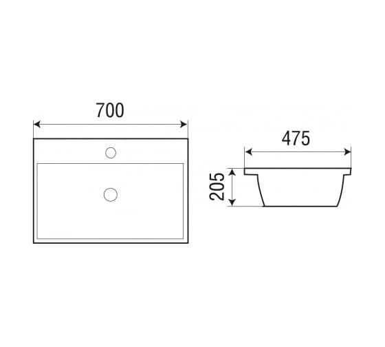 Врезная раковина WeltWasser WW DEILBACH 700х475х205 7608-70 10000004638