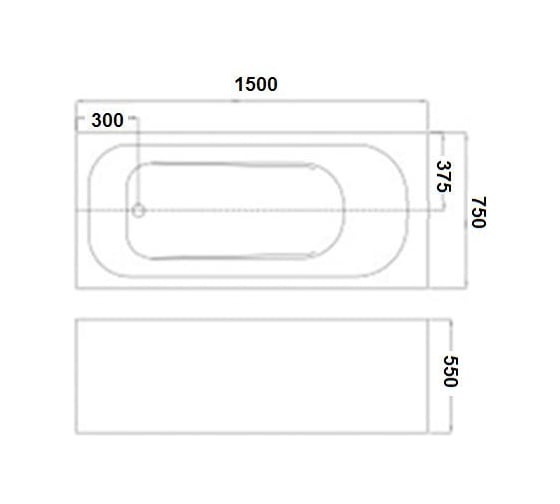 Акриловая ванна WeltWasser WW HB OKER 150х75х55 без экрана 150/75 WT 10000005715