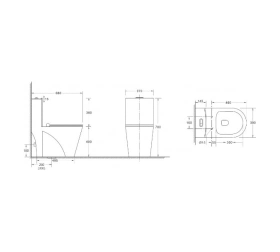 Унитаз-моноблок WeltWasser WW WELZBACH белый глянец 001 GL-WT 10000003805
