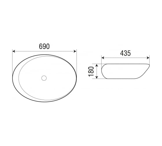 Накладная раковина WeltWasser WW ELBACH 690х435х180 1094 10000004596