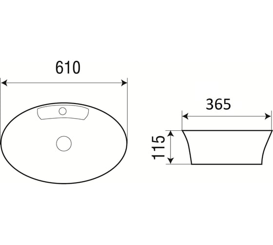 Накладная раковина WeltWasser WW ELBACH 610х365х115 3203 10000003858