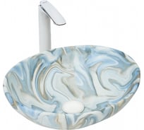 Накладная раковина WeltWasser WW ELBACH мрамор, белая с голубым и серым, 410х335х145 3078 M814 10000004551